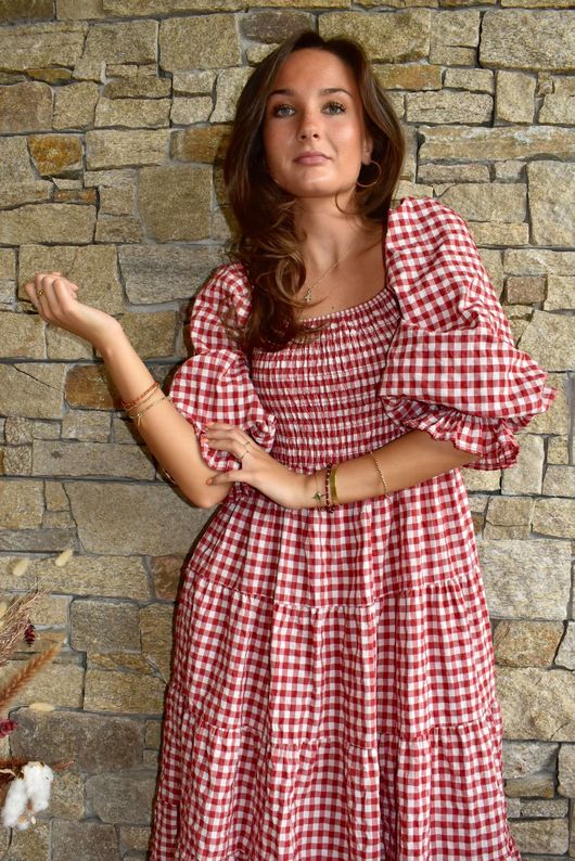 Nonni Gingham Darling Dress Sangria